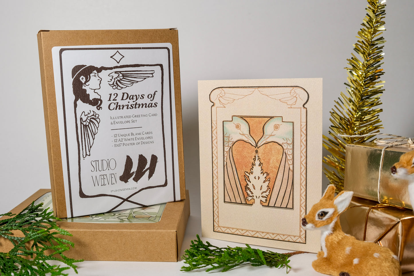 The Holiday Card Pack - "12 Days of Christmas" Illustrated Greeting Cards and Poster