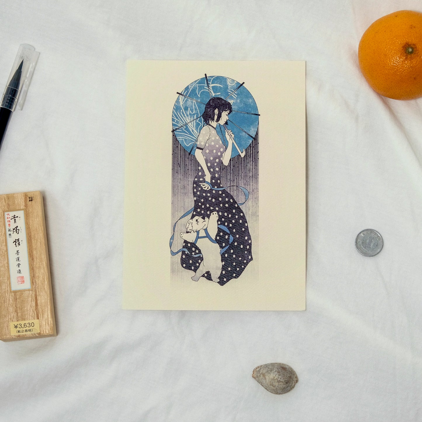 “Walk in the Rain” Japanese Inspired Art Nouveau Fine Art Print
