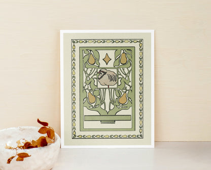 “Partridge” Art Nouveau inspired Fine Art Print