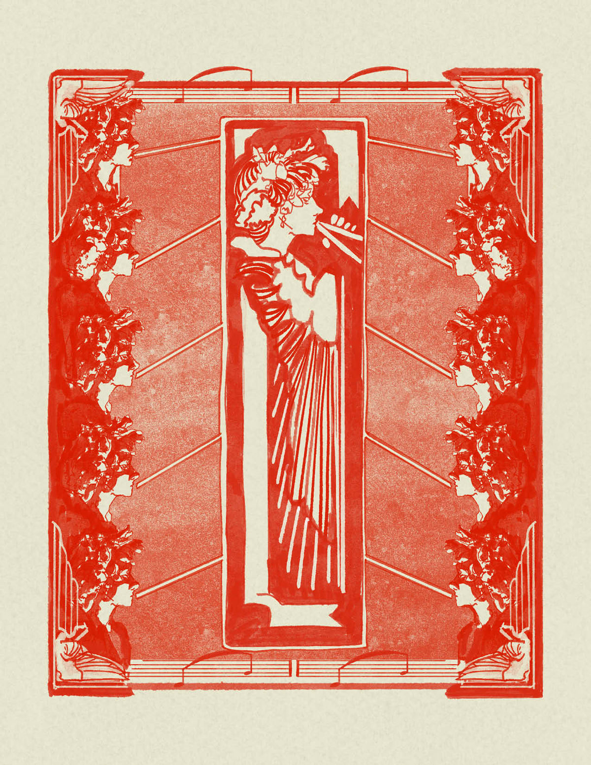 “Pipers” Art Nouveau inspired Fine Art Print