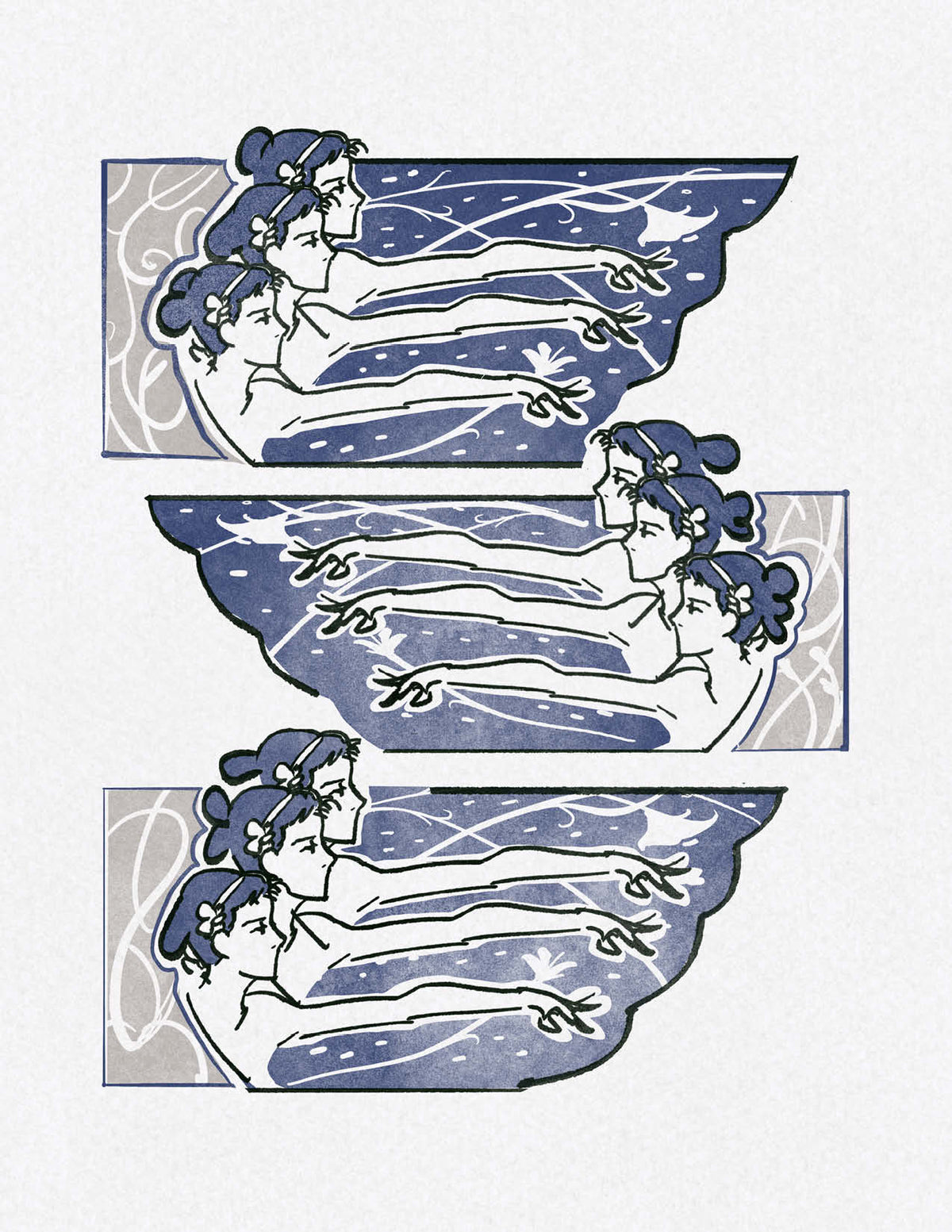 “Ladies” Art Nouveau inspired Fine Art Print