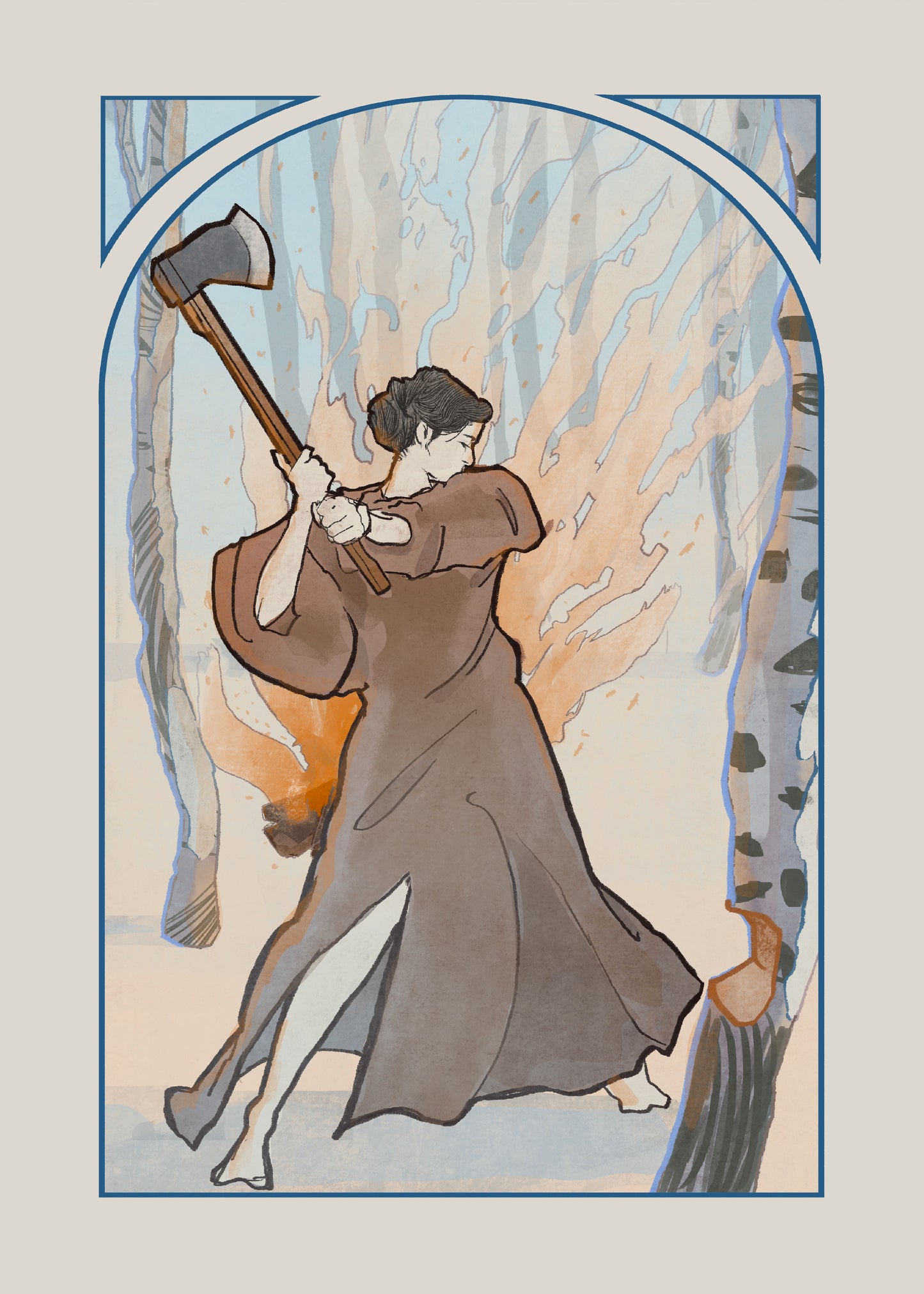 "Winter" Original Art Nouveau inspired print
