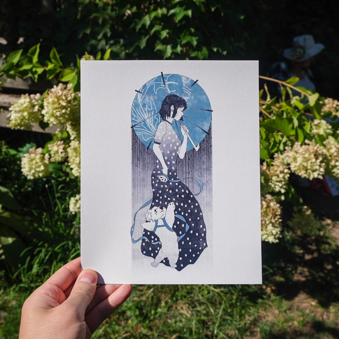 “Walk in the Rain” Japanese Inspired Art Nouveau Fine Art Print