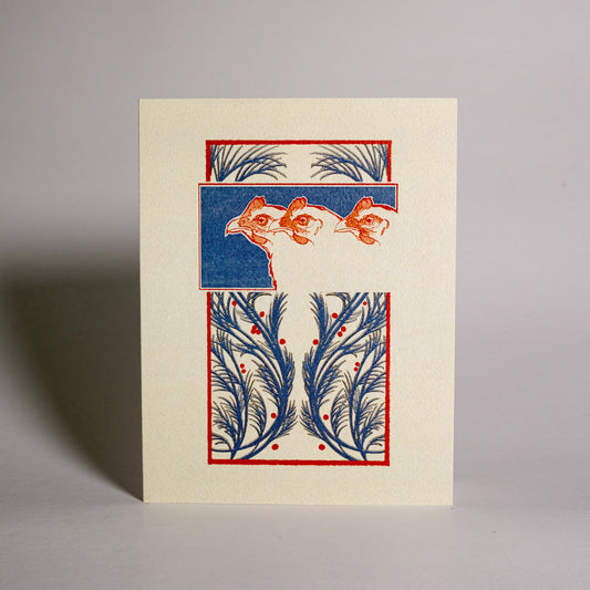 Day 3 "Three French Hens" Greeting Card