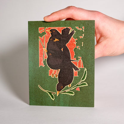 Day 4 "Four Calling Birds" Greeting Card
