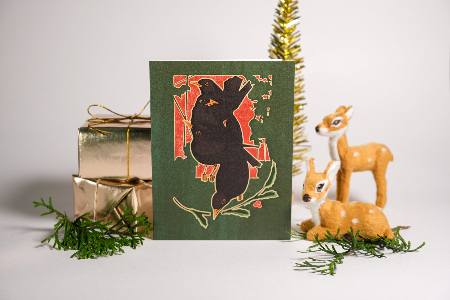 Day 4 "Four Calling Birds" Greeting Card