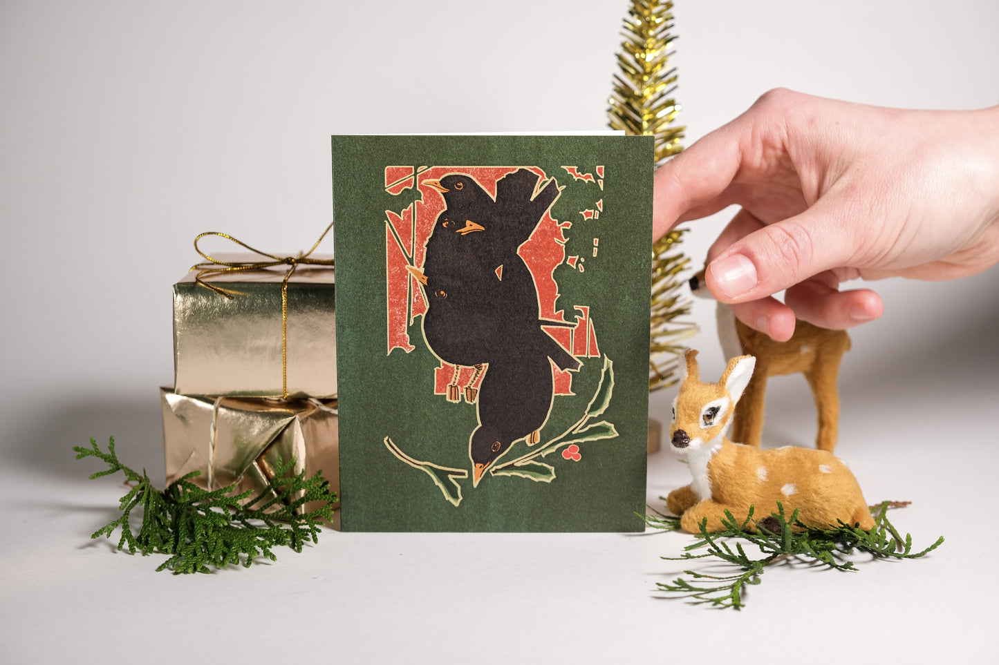 Day 4 "Four Calling Birds" Greeting Card
