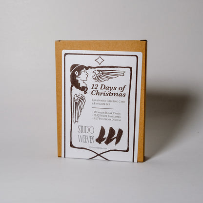 The Holiday Card Pack - "12 Days of Christmas" Illustrated Greeting Cards and Poster