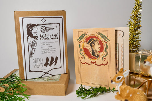 The Holiday Card Pack - "12 Days of Christmas" Illustrated Greeting Cards and Poster