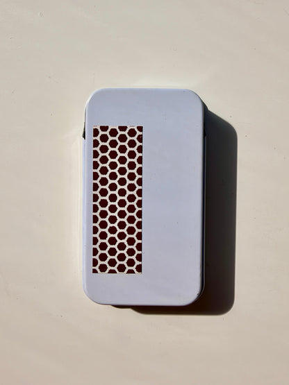 Refillable Match Tin with retro linocut print