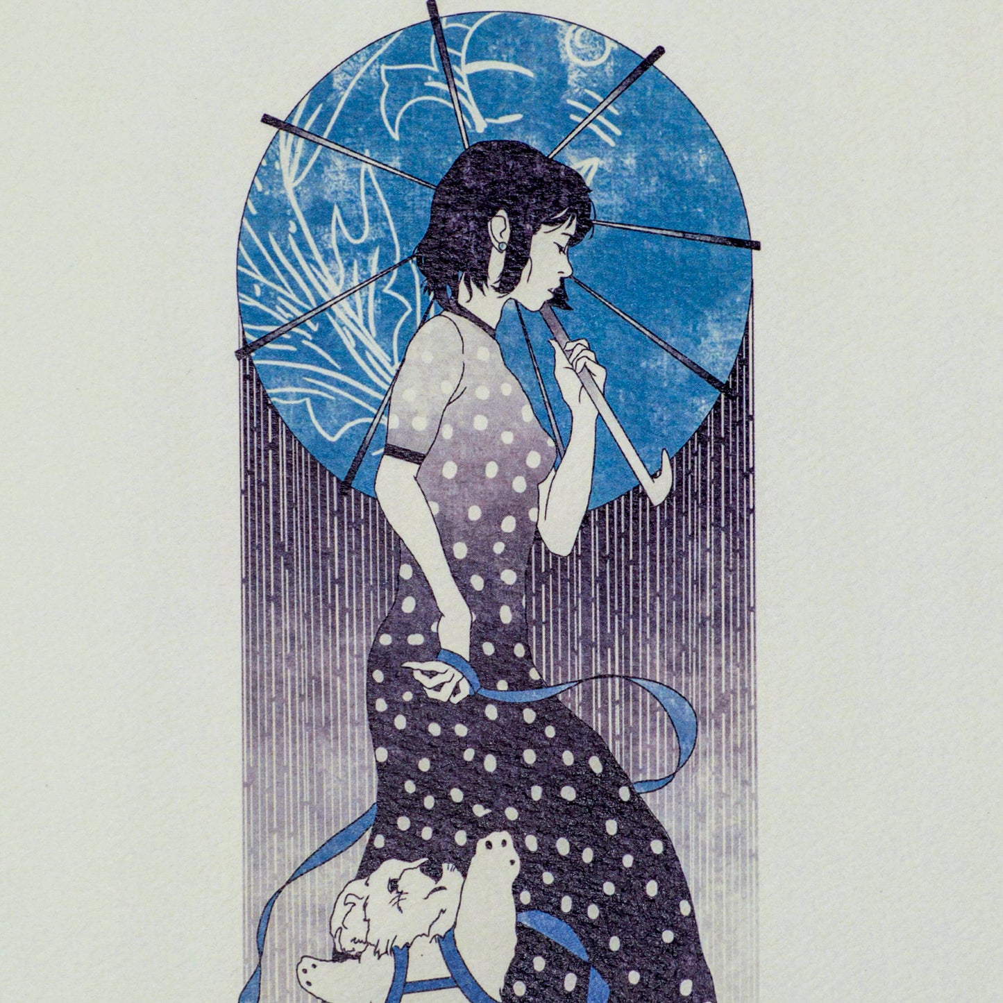 “Walk in the Rain” Japanese Inspired Art Nouveau Fine Art Print