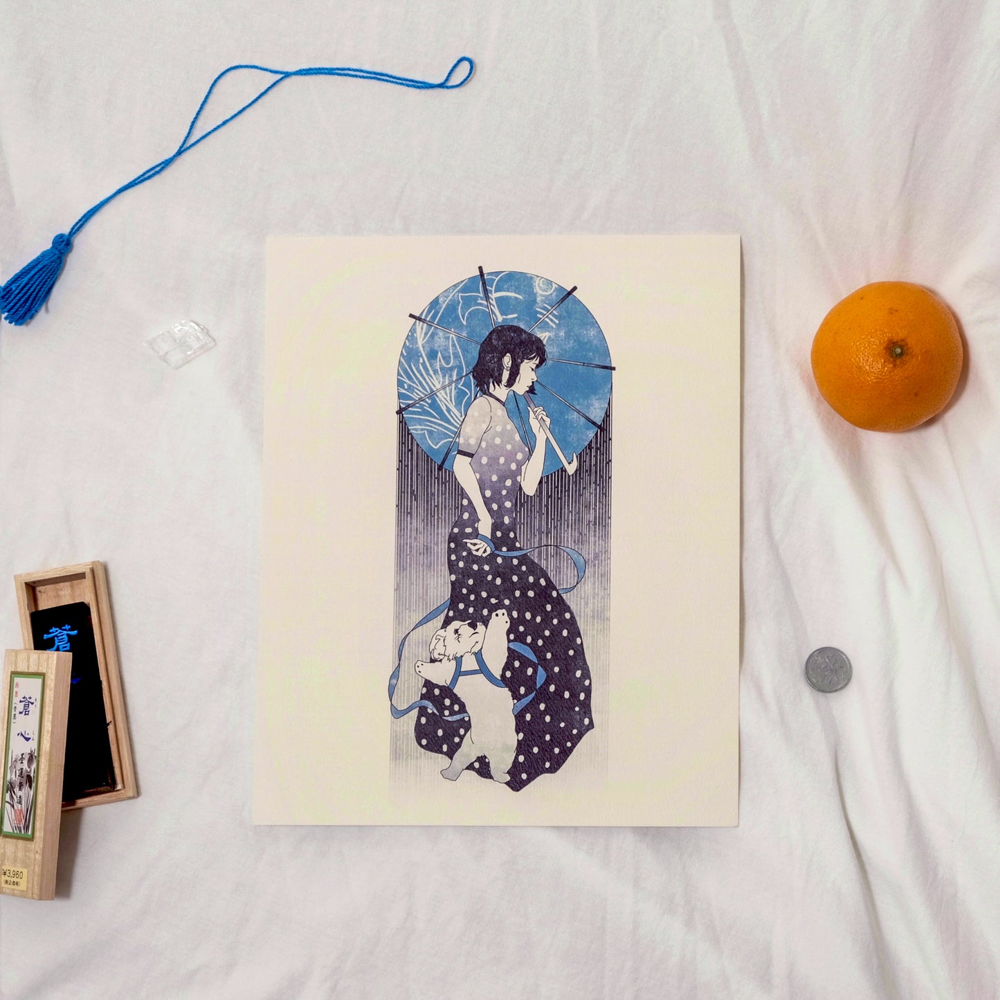 “Walk in the Rain” Japanese Inspired Art Nouveau Fine Art Print