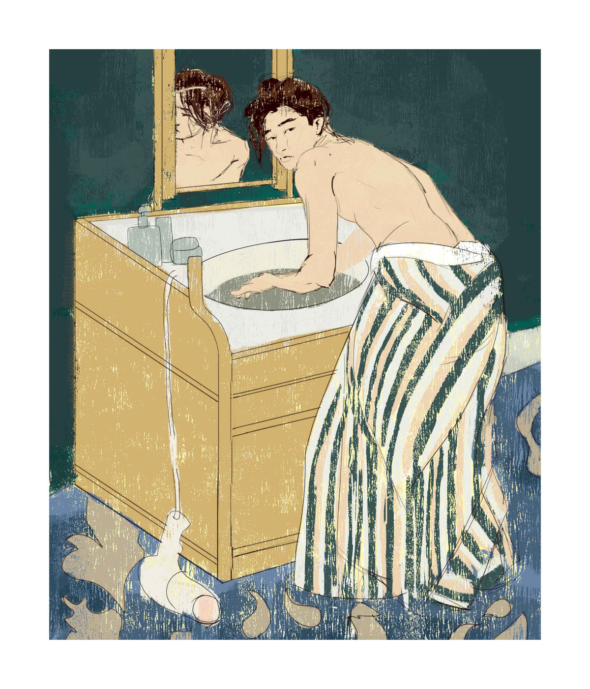 “Woman Bathing (Self-Portrait)” Mary Cassatt Inspired Fine Art Print